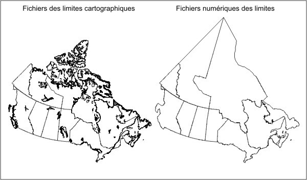 Figure 4 Exemple d'un fichier des limites cartographiques et d'un fichier numérique des limites (provinces et territoires)