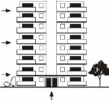 Illustration of Apartment in a building that has five or more storeys (Code 5)
